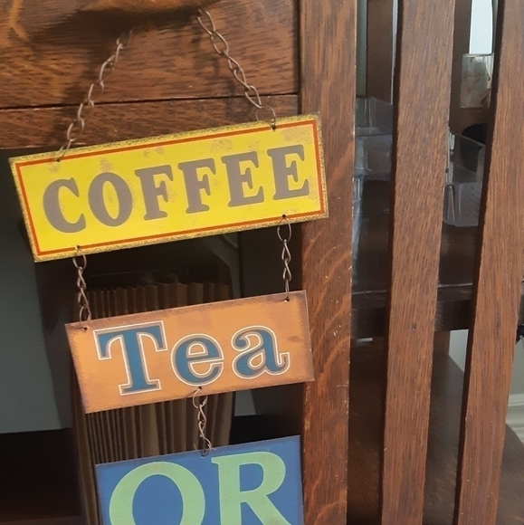 Farmhouse country rustic sign distressed tin Coffee tea Me - Picture 2 of 6